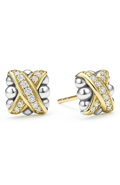 Embrace Pavé Diamond & Caviar Stud Earrings