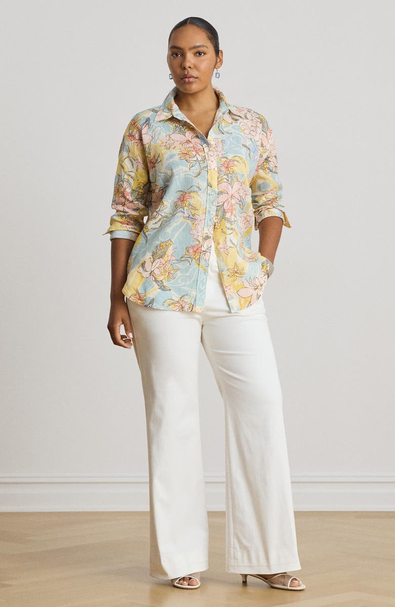 Lauren Ralph Lauren Tissue Linen Shirt, Alternate, color, Cream Mu