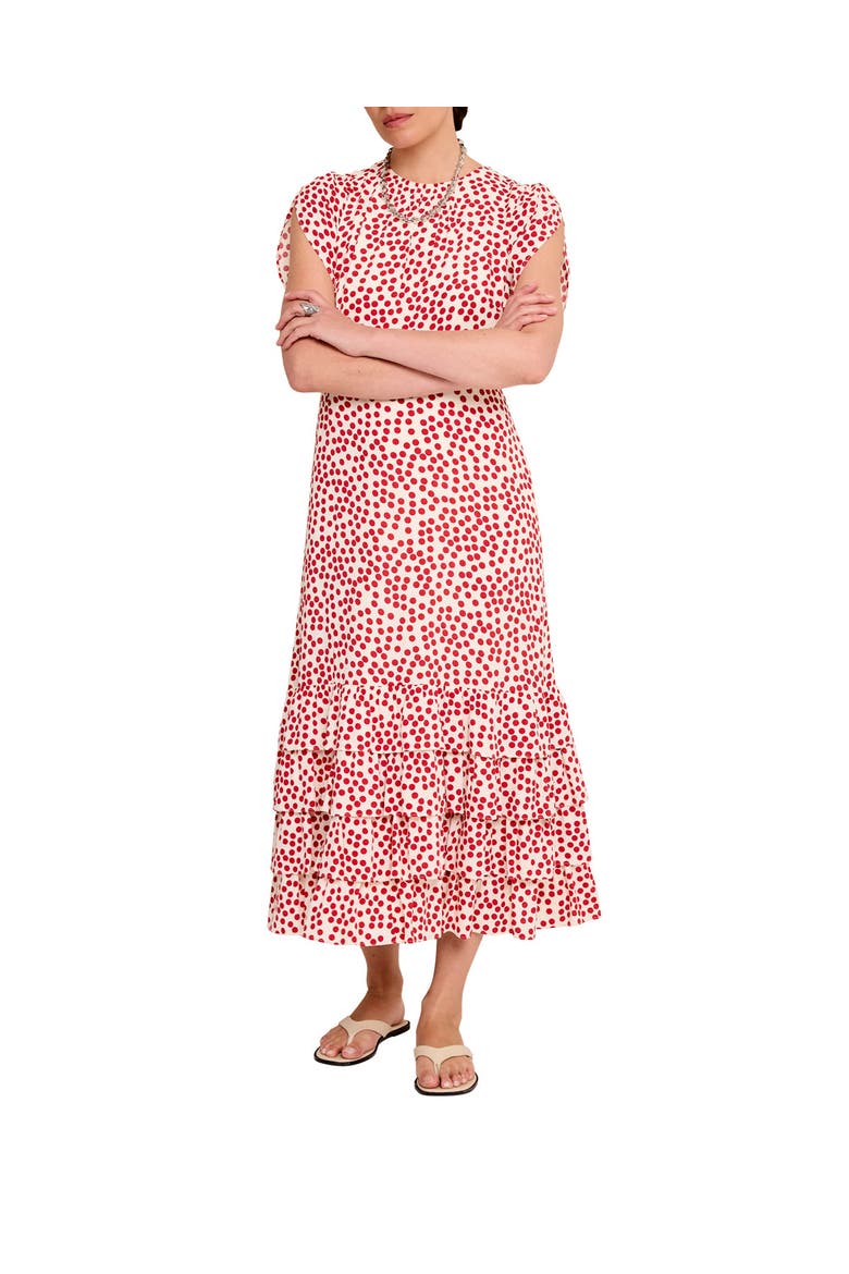 Polka Dot Ruffle Midi Dress, Alternate, color, Red