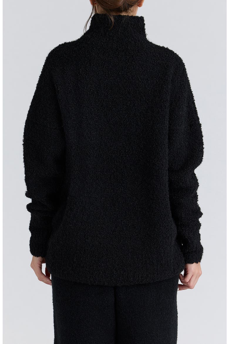 Brooklyn Bouclé Funnel Neck Sweater, Alternate, color, BLACK
