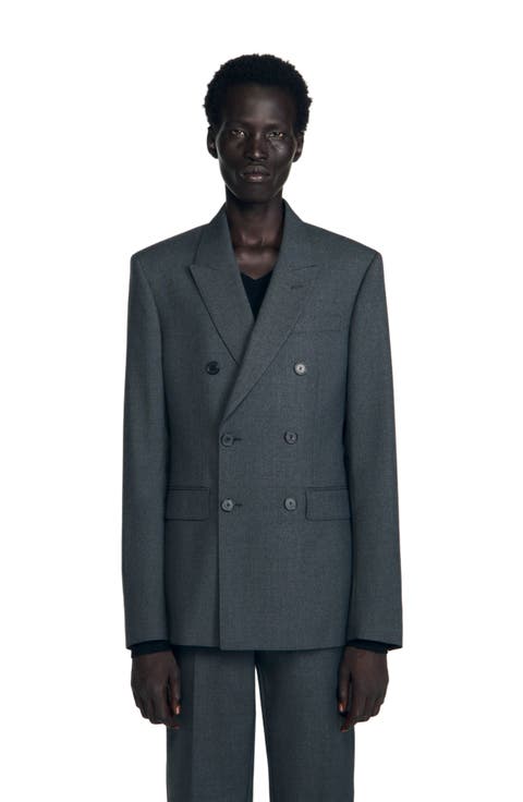 Double-breasted classic suit jacket