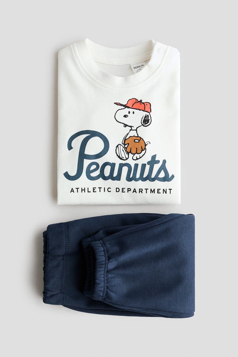 2-piece T-shirt And Joggers Set, Alternate, color, Navy blue/Snoopy