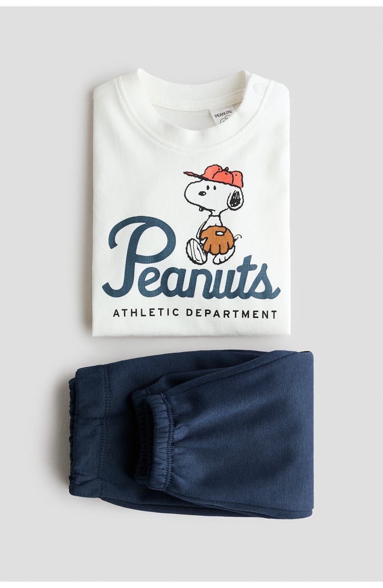 H&M 2-piece T-shirt And Joggers Set, Alternate, color, Navy Blue/Snoopy