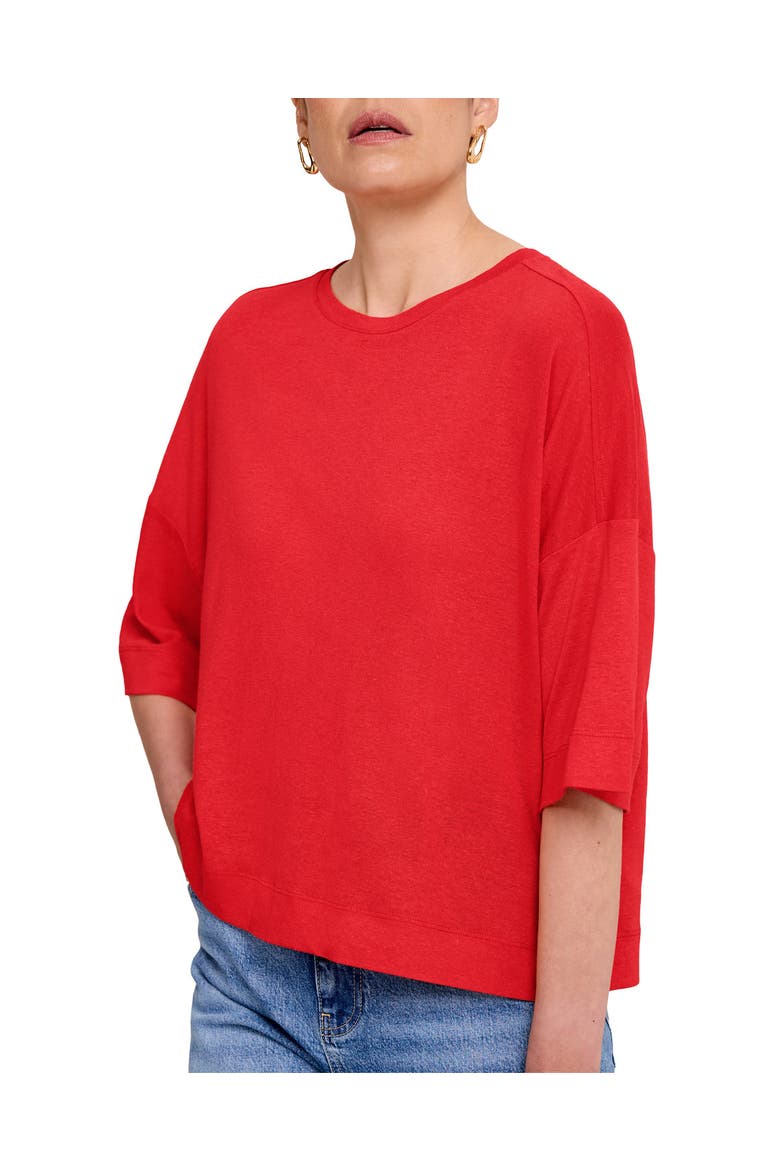 Linen Blend Boxy Silhouette T-Shirt, Alternate, color, Red