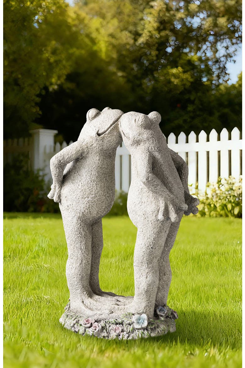 15.25"H Resin Kissing Frogs Statue, Alternate, color, Grey