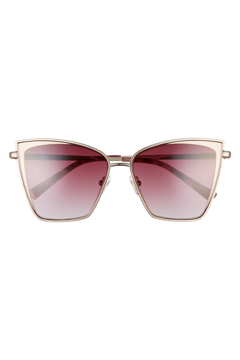 Becky 57mm Cat Eye Sunglasses, Alternate, color, ROSE GOLD/ WINE