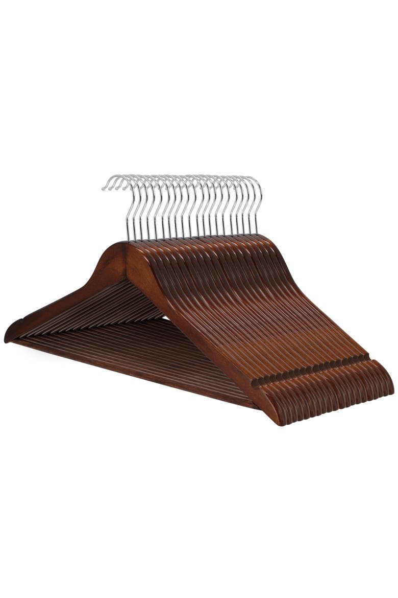 20 Piece Acacia Wood Swivel Hook Hanger Set, Main, color, Dark Brown