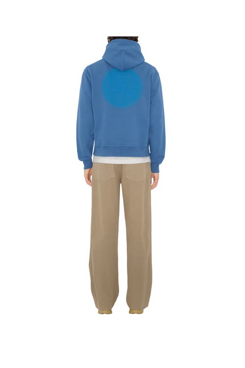 Burberry Ekd Badge Cotton Hoodie In Pool
