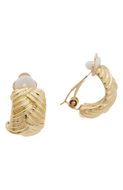 Textured Huggie Hoop Clip-On Earrings