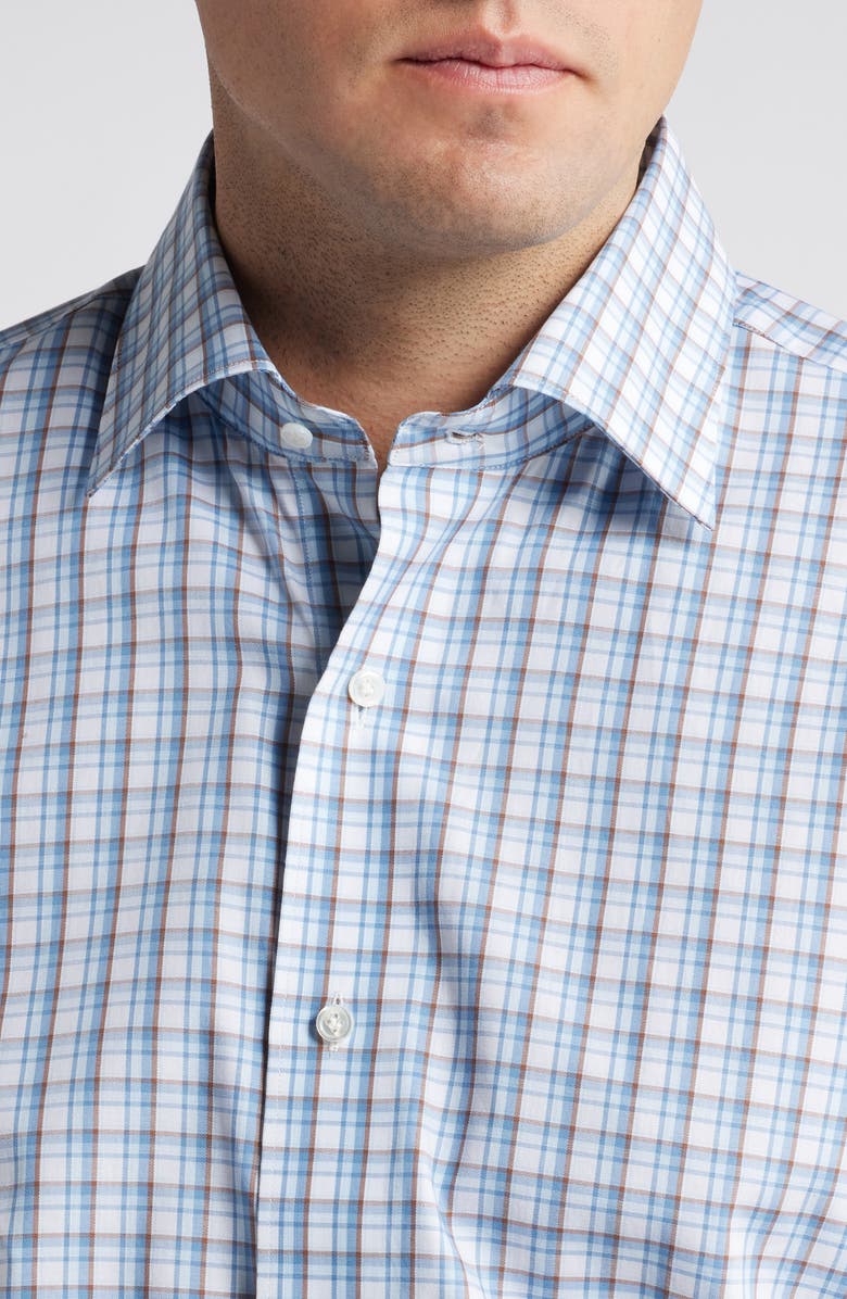 Peter Millar Crown Crafted Hogwill Check Button-Up Shirt, Alternate, color, Brook Blue