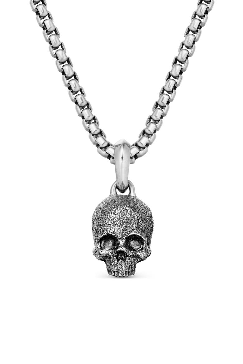Men's Waves Skull Amulet, Main, color, SILVER