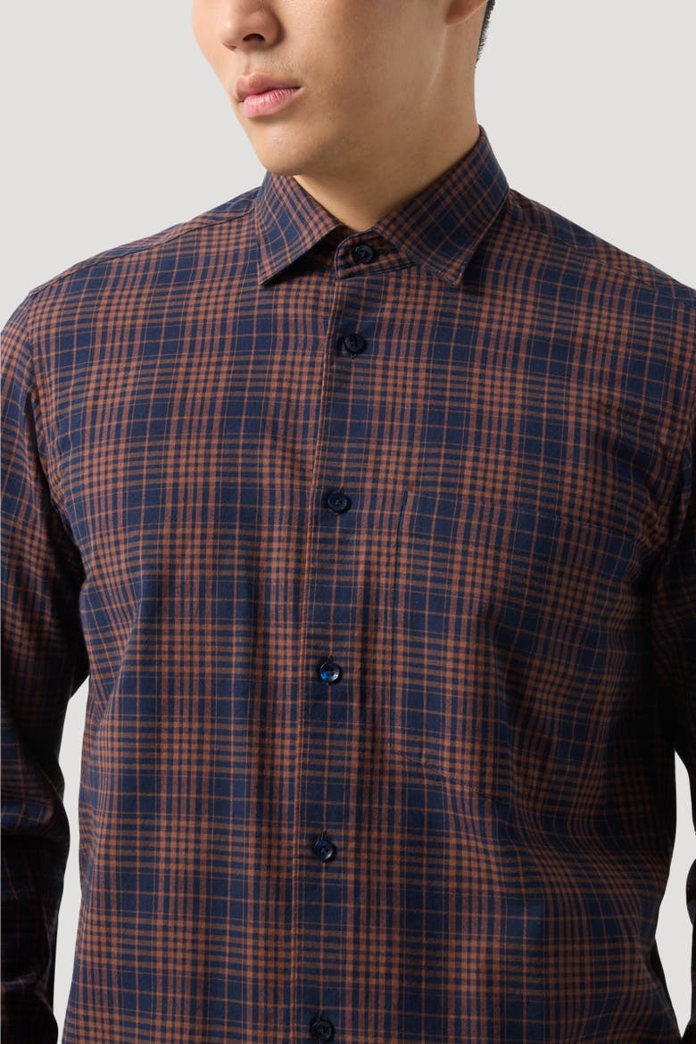 Hardy Cotton Shirt, Alternate, color, Brown/navy blue
