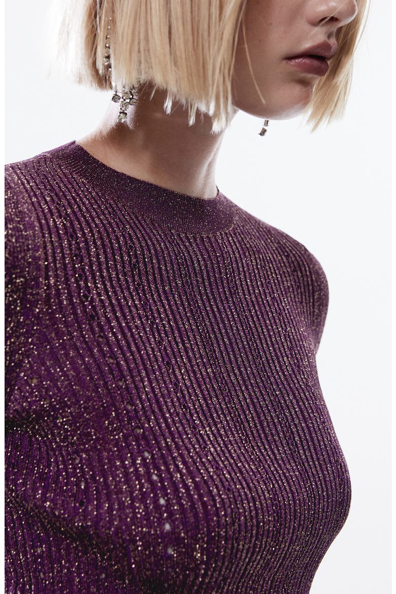 Metallic Crop Sweater, Alternate, color, PURPLE