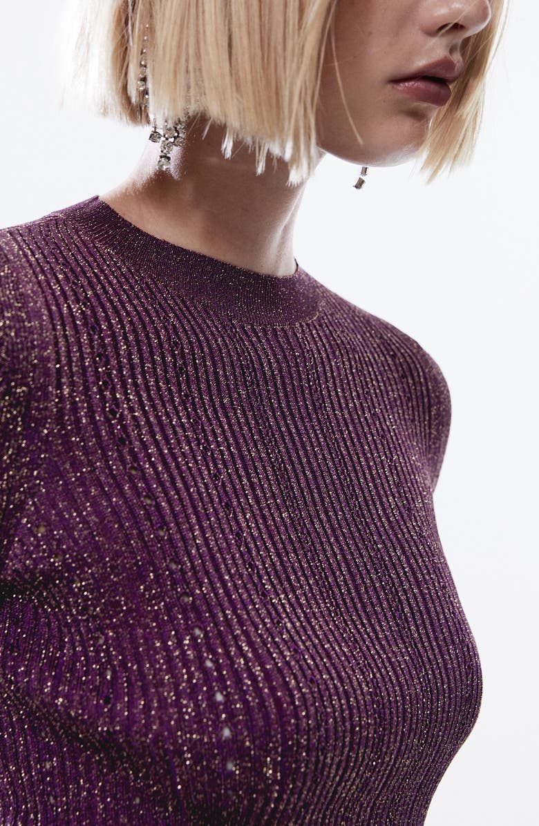 MANGO Metallic Crop Sweater, Alternate, color, 