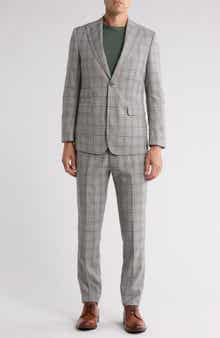 English Laundry Plaid Khaki Stretch Mélange Suit