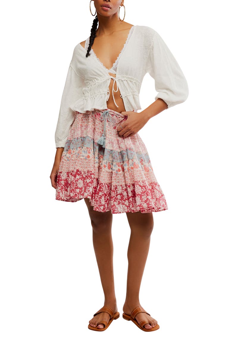 Free People Many Layers Mixed Print Tiered Cotton Skirt, Alternate, color,