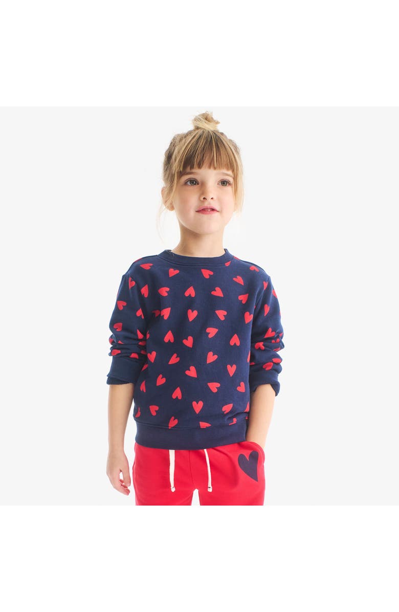 Primary Kids Sweatshirt In Confetti Hearts, Alternate, color, Navy Mini Lollipop Hearts