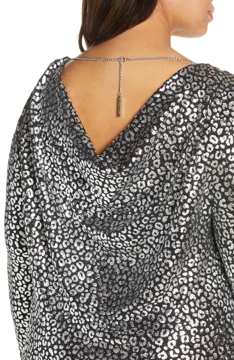 MICHAEL Michael Kors Catty Foiled Long Sleeve Cocktail Dress, Alternate, color, 