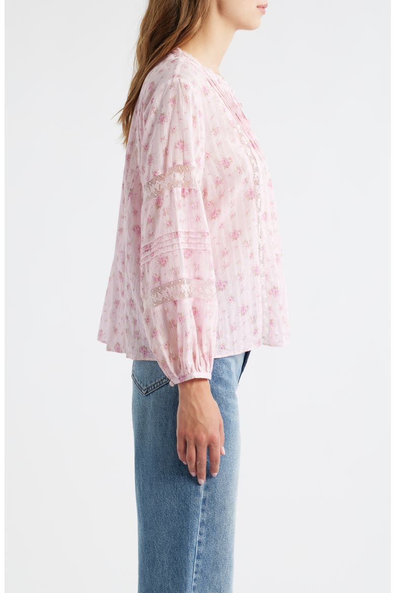Lita Floral Long Sleeve Cotton Button-Up Top, Alternate, color, RASPBERRY FIELDS