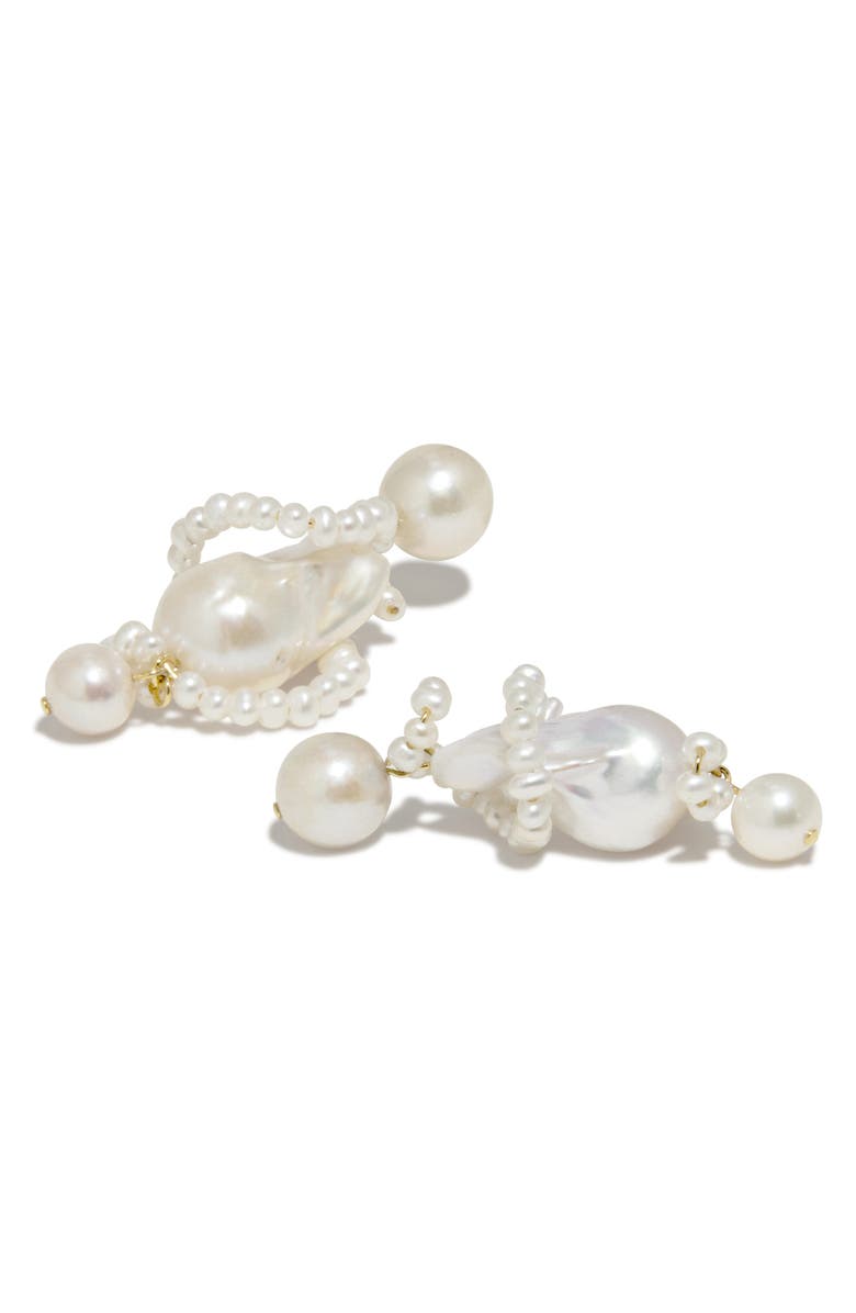 COMPLETEDWORKS Carvings Baroque & Freshwater Pearl Drop Earrings, Alternate, color, 18Ct Gold Plated