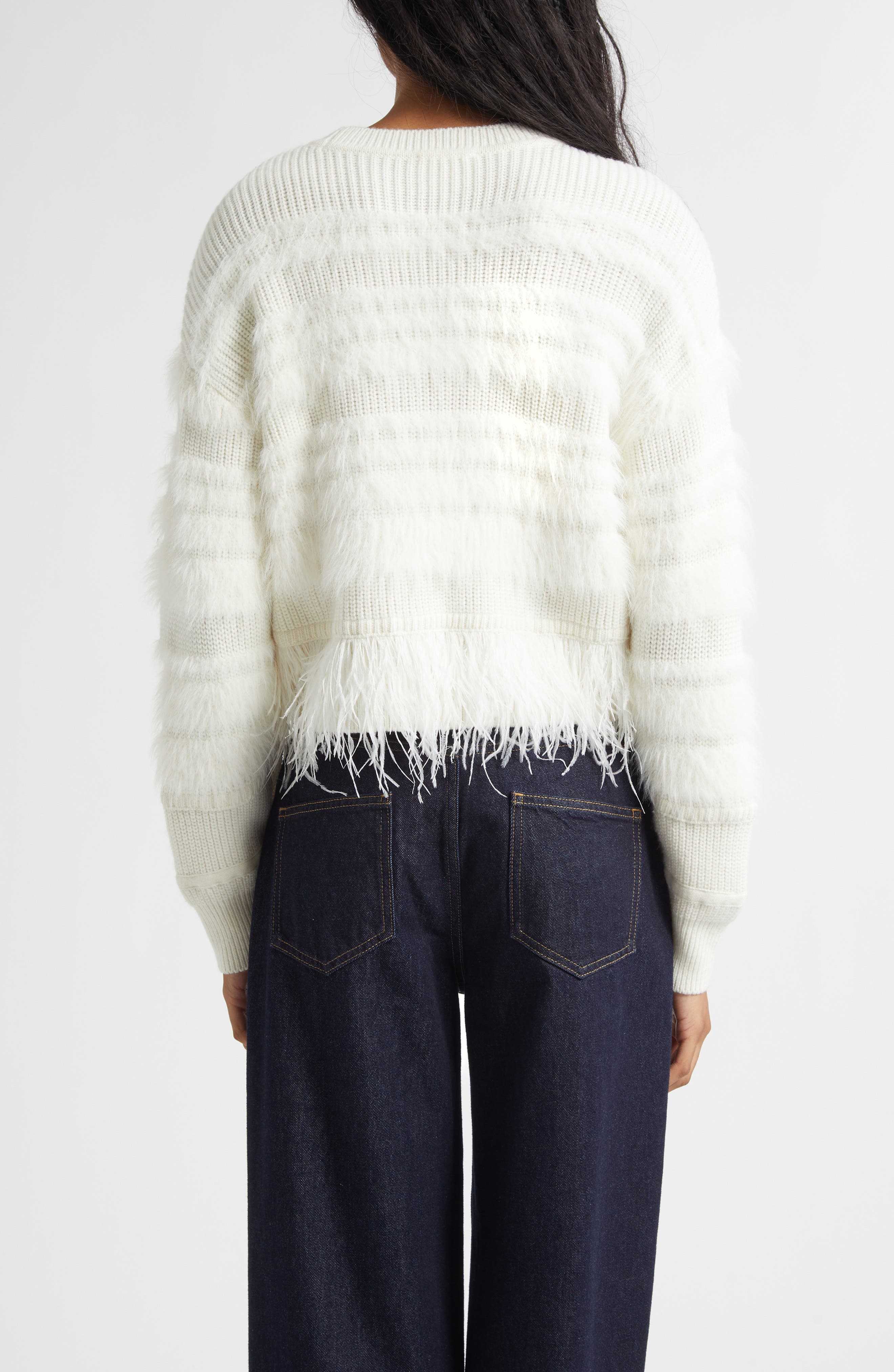 Vivi Feather Trim Wool Blend Sweater - image 2