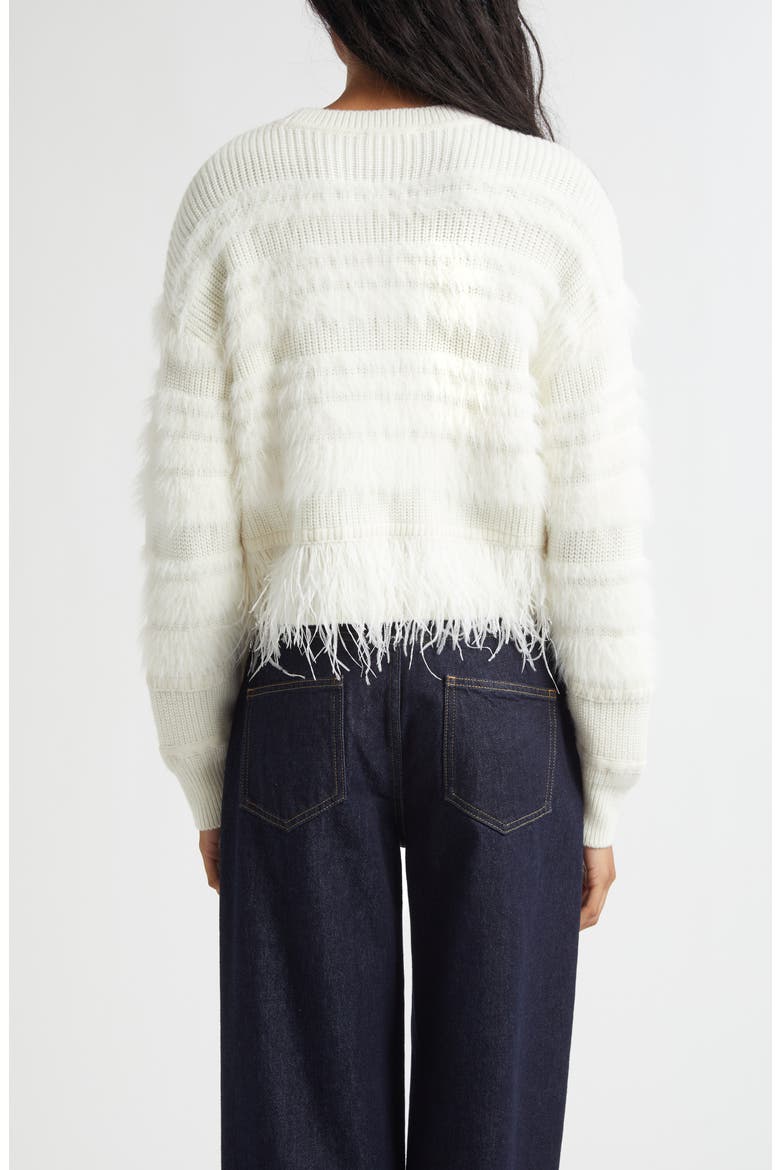 Vivi Feather Trim Wool Blend Sweater, Alternate, color, IVORY