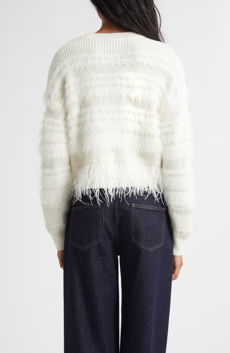 Cinq à Sept Vivi Feather Trim Wool Blend Sweater, Alternate, color, Ivory