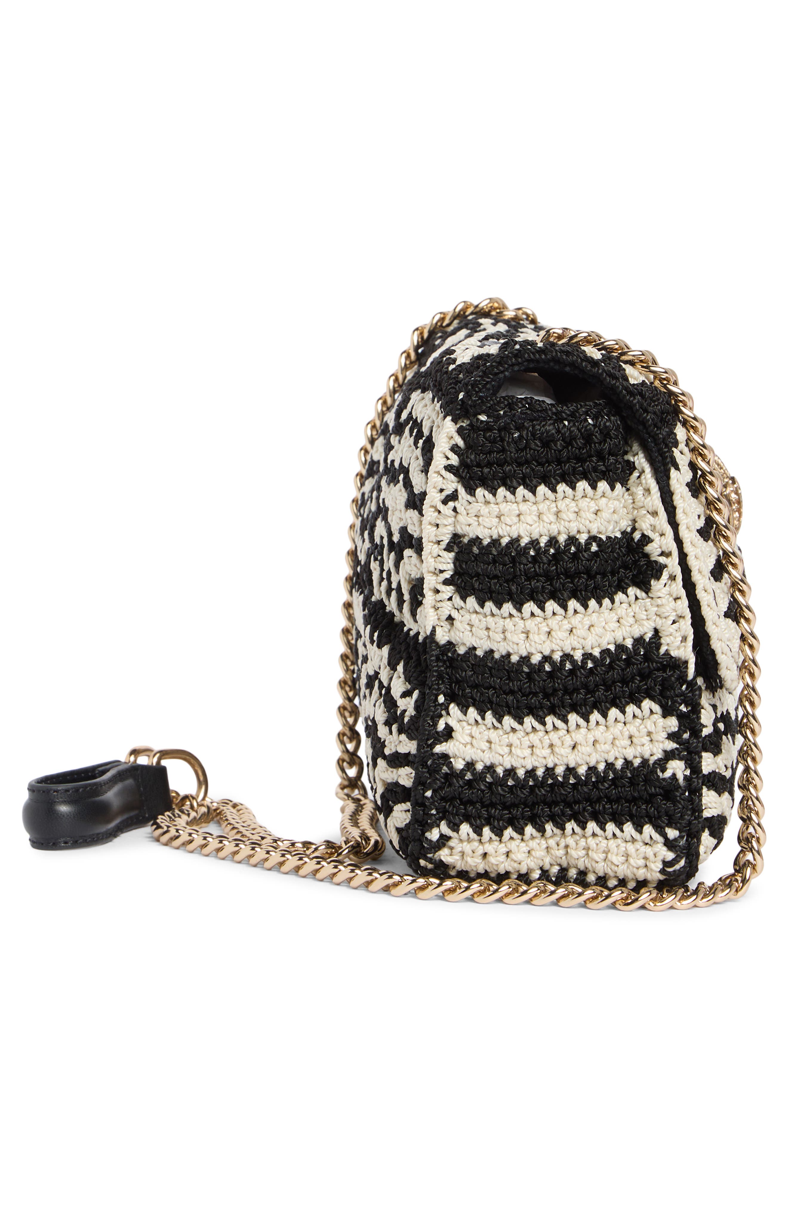 Kurt Geiger London Medium Crochet Kensington Crossbody Bag, Alternate, color, Black/ White