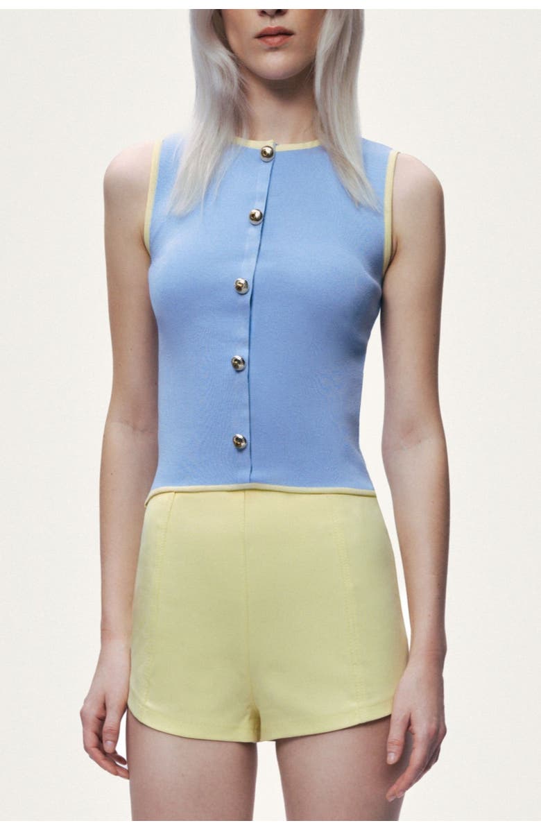 Nocturne Button-Embellished Knit Top, Main, color, Blue