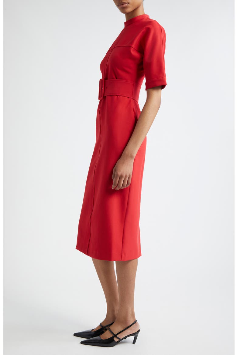 Naya Belted Mock Neck Dress, Alternate, color, RED