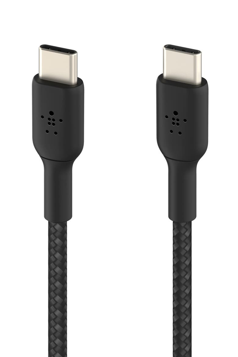 Braided 3.3ft USB-C To USB-C Charging Cable, Alternate, color, BLACK