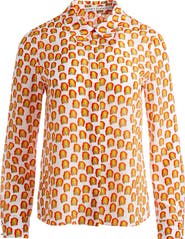 Alice + Olivia Willa Abstract Print Silk Button-Up Shirt
