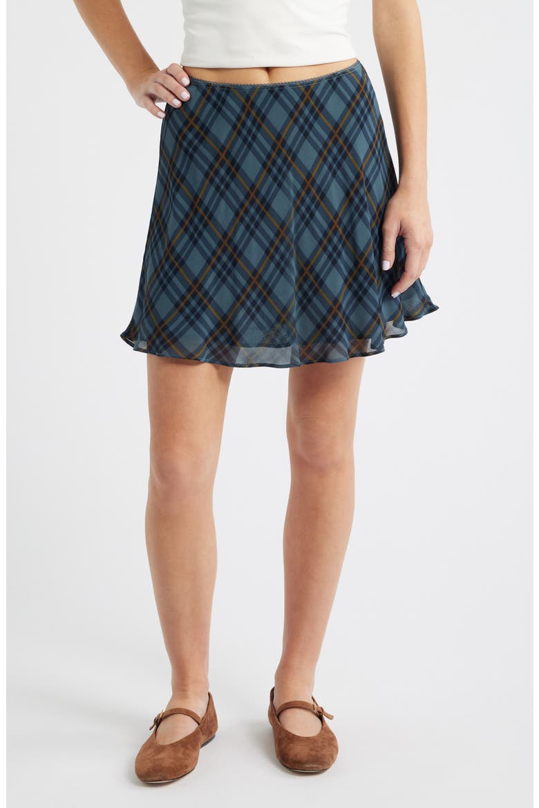 Brandy Plaid Miniskirt, Main, color, SLATE PLAID
