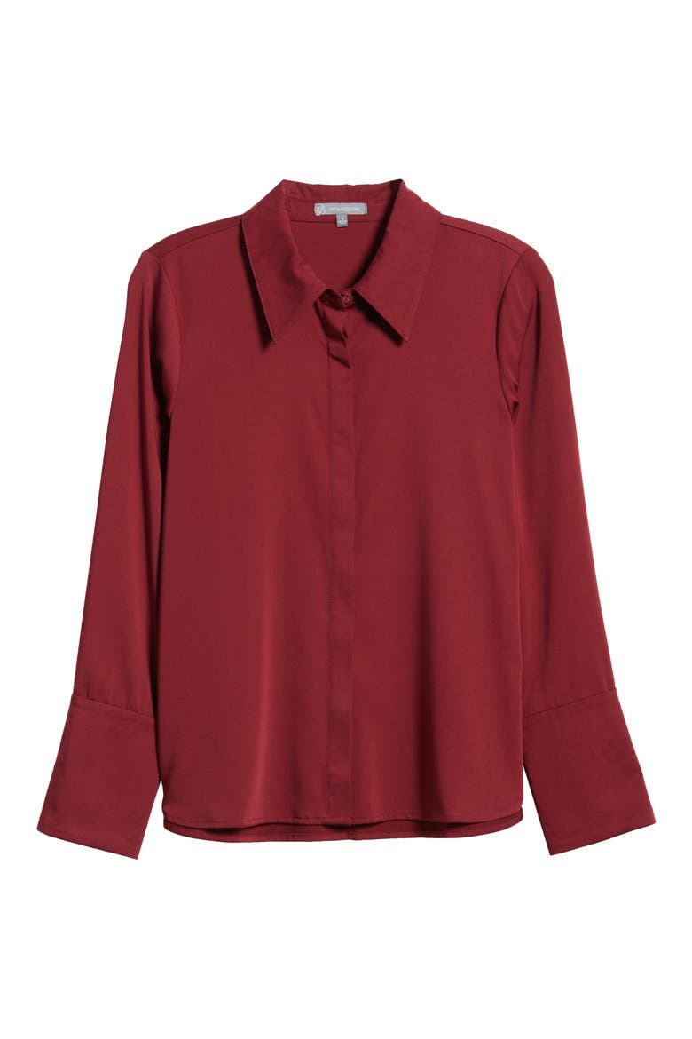 Flare Cuff Button-Up Shirt, Alternate, color, WINE