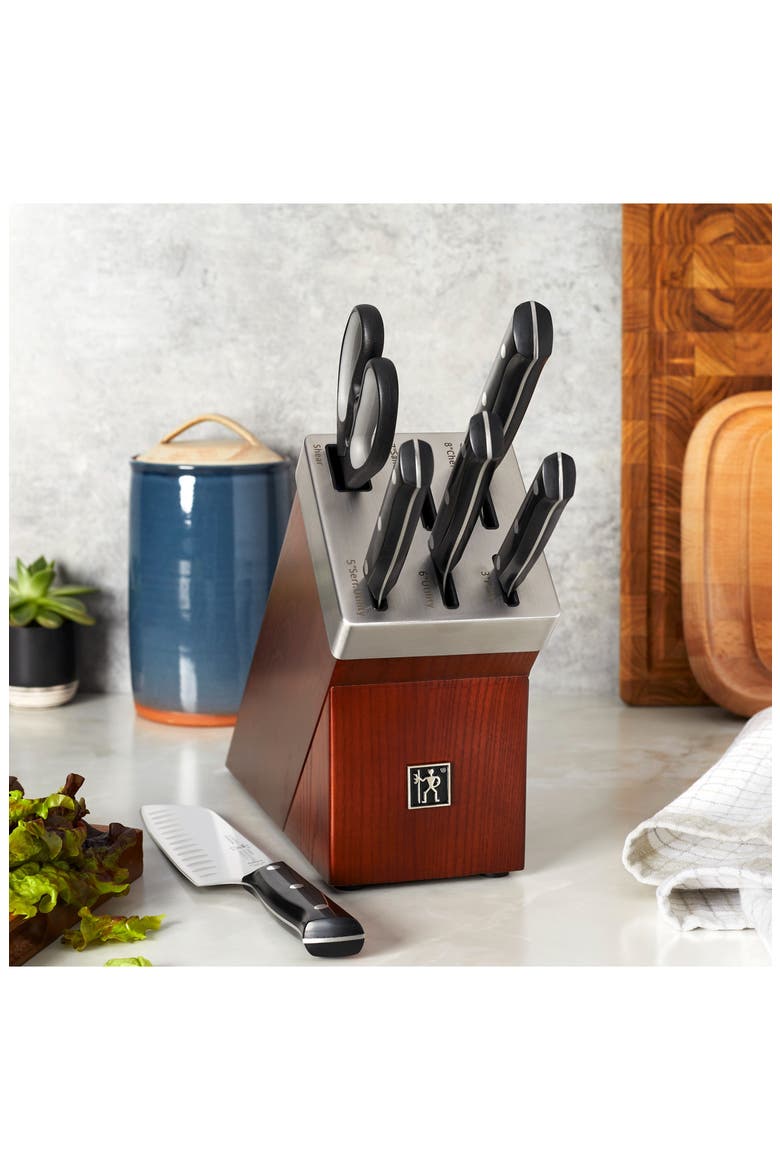 Dynamic 7-Piece Self-Sharpening Knife Block Set, Alternate, color, BROWN