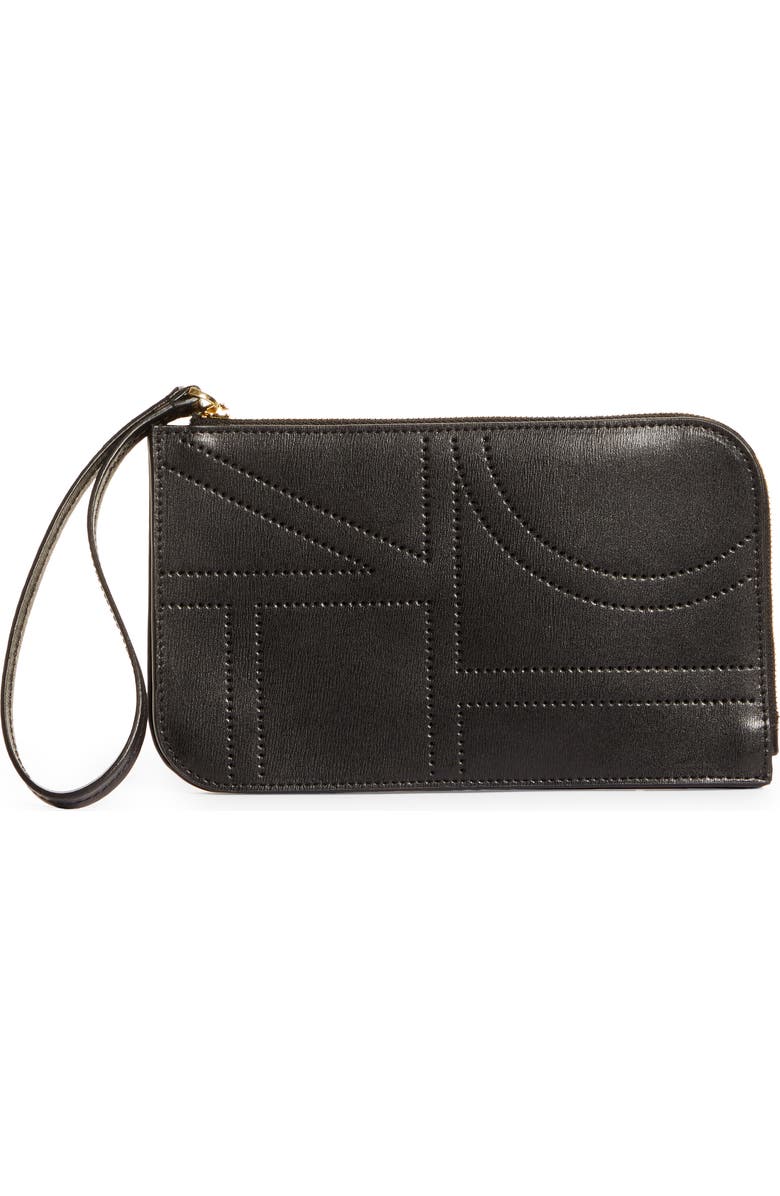 TOTEME Monogram Leather Wristlet, Main, color,