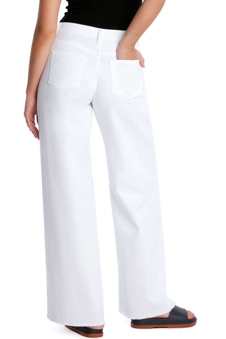 Happy Shaggy High Waist Raw Hem Wide Leg Jeans, Alternate, color, WHITE