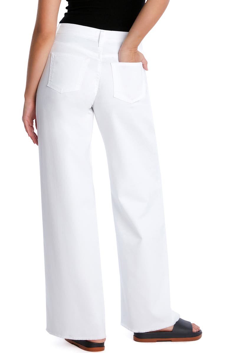 HINT OF BLU Happy Shaggy High Waist Raw Hem Wide Leg Jeans, Alternate, color, White
