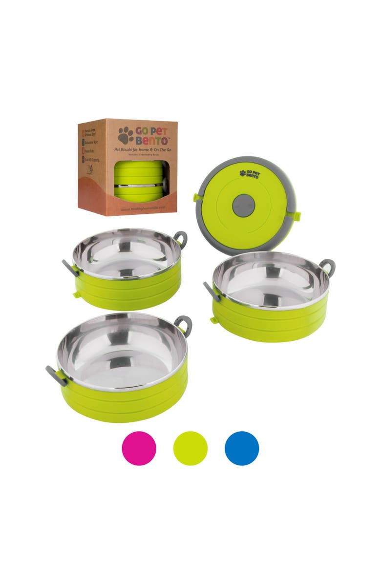 Healthy Human Travel Dog Bowls, Set of 3 Interlocking Bowls, Alternate, color, Multicolored