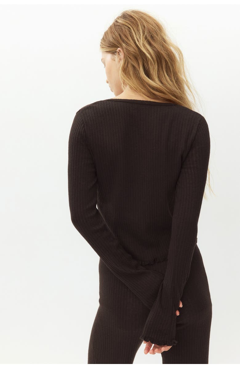 H&M Rib-knit Linen-blend Cardigan, Alternate, color, Dark Brown