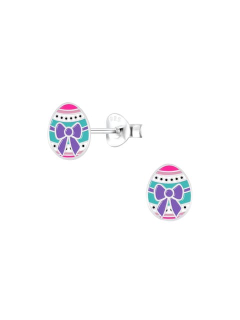 Sterling Silver Easter Egg Stud Earrings (Toddler, Little Kid & Big Kid)