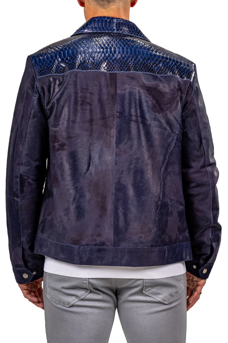 Leather Jacket, Alternate, color, BLACK/ BLUE