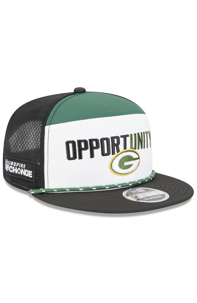 New Era Men's New Era White/Black Green Bay Packers 2025 Inspire Change Split Panel 9FIFTY Snapback Hat, Main, color, White