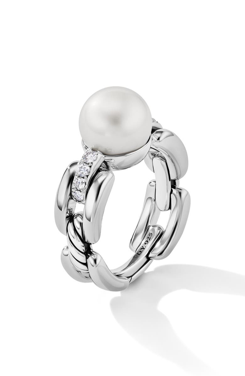 David Yurman DY Madison<sup>®</sup> Pearl Ring in Sterling Silver with Pavé Diamonds, Alternate, color, 