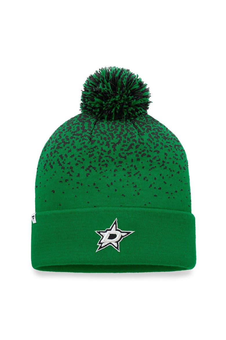 Men's Fanatics Branded Kelly Green Dallas Stars Iconic Gradient Cuffed Knit Hat with Pom, Alternate, color, Kelly Green