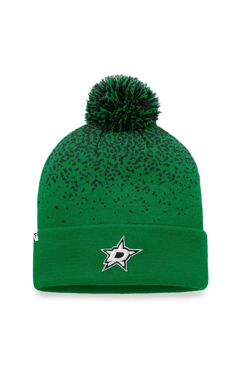 FANATICS Men's Fanatics Branded Kelly Green Dallas Stars Iconic Gradient Cuffed Knit Hat with Pom, Alternate, color,