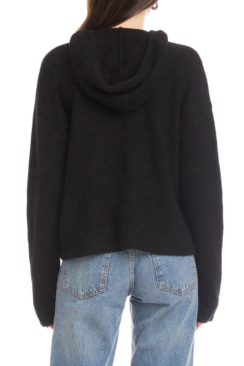 Crystal Embellished Knit Hoodie, Alternate, color, BLACK