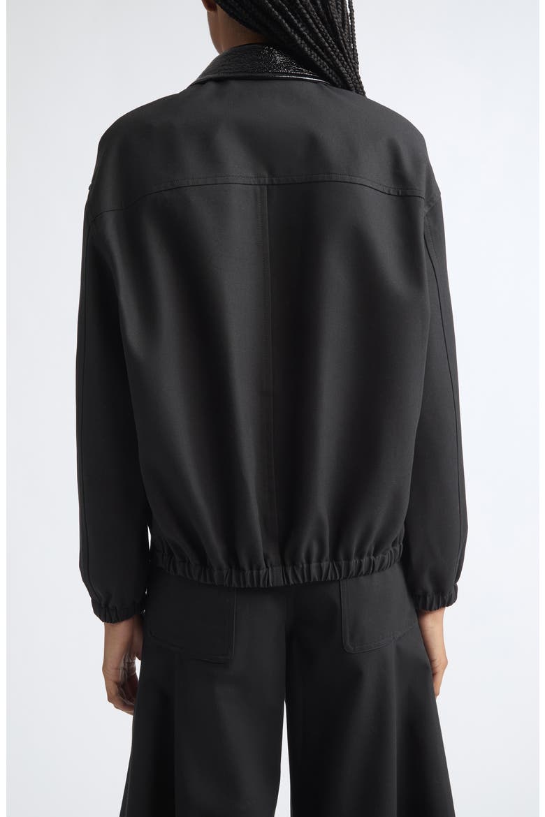 Vinyl Collar Cotton Canvas Bomber Jacket, Alternate, color, BLACK