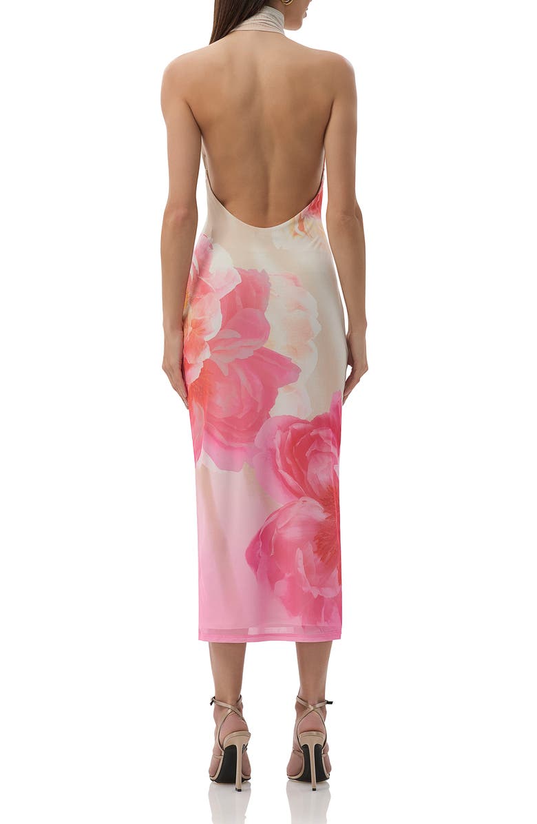 AFRM Olimpia Floral Halter Neck Mesh Dress, Alternate, color, 