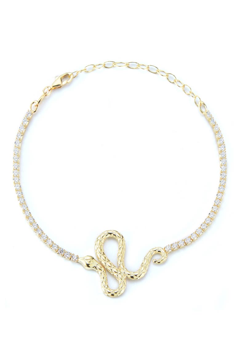 14K Gold Vermeil CZ Snake Tennis Bracelet, Main, color, YELLOW GOLD